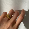 Moda personalizada 18 K Rings de ouro listras em espiral jóias de ouro jóias de aço inoxidável